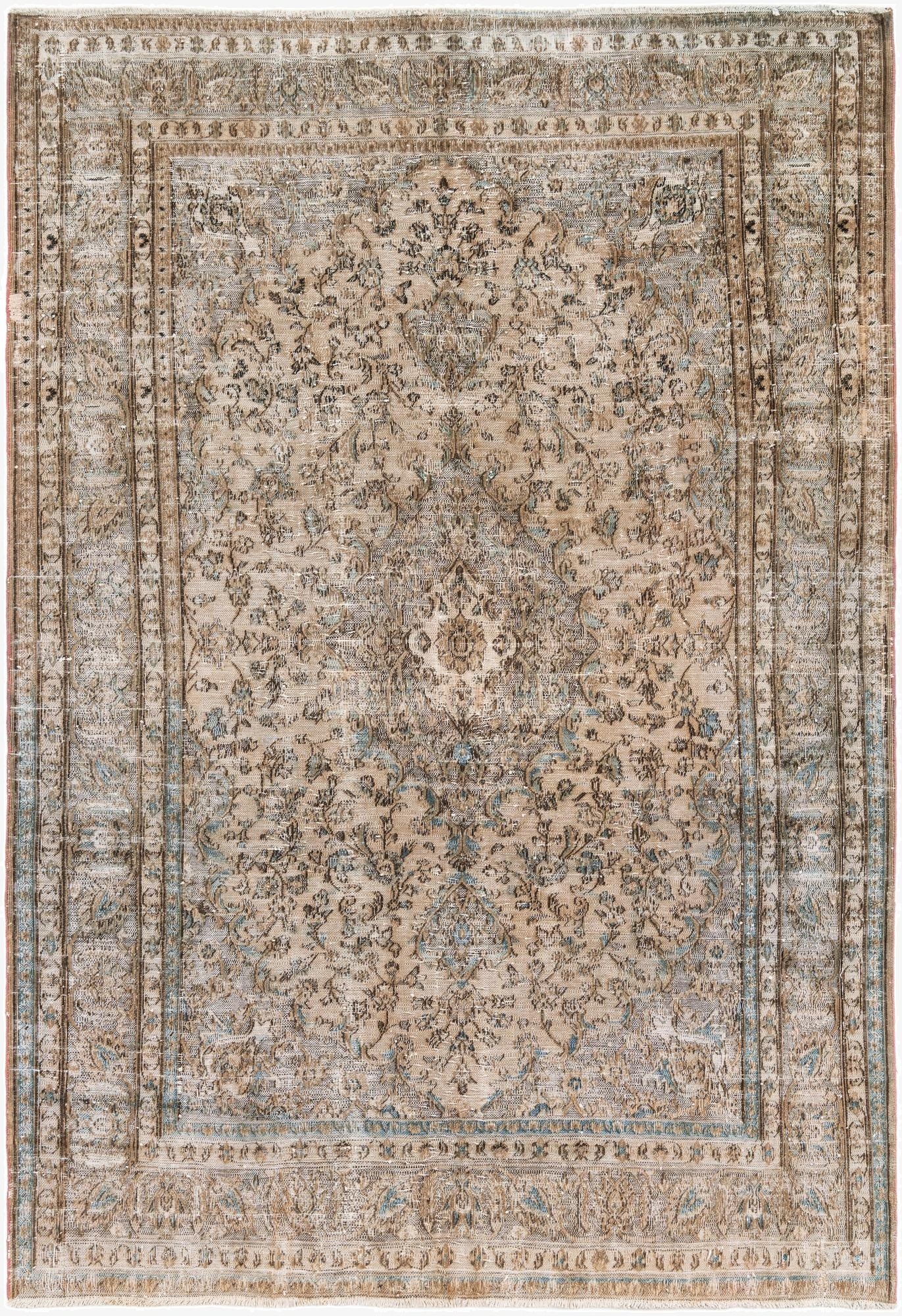  6' 5 x 9' 4  Hand Knotted Ultra Vintage Persian Wool Rug