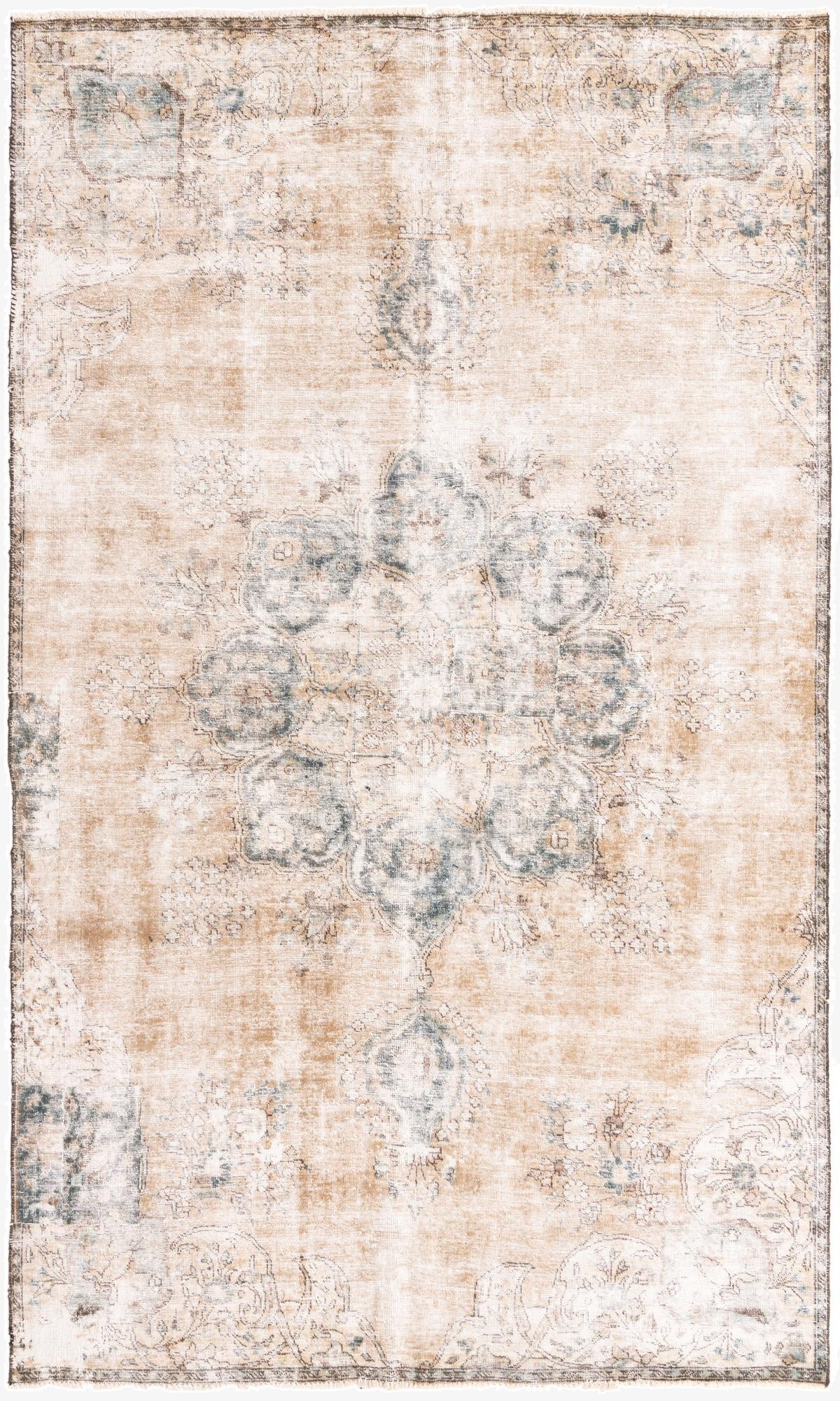  5' 9 x 9' 7  Hand Knotted Ultra Vintage Persian Wool Rug