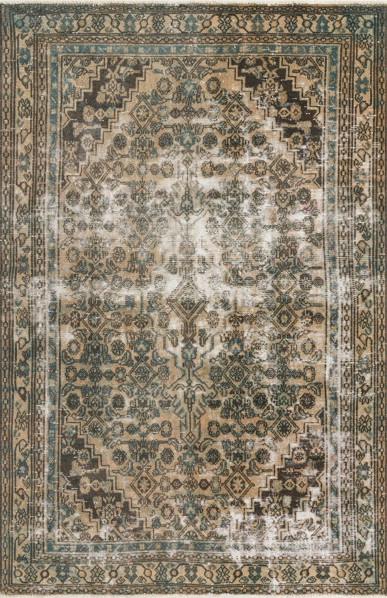  6' 2 x 9' 9  Hand Knotted Ultra Vintage Persian Wool Rug