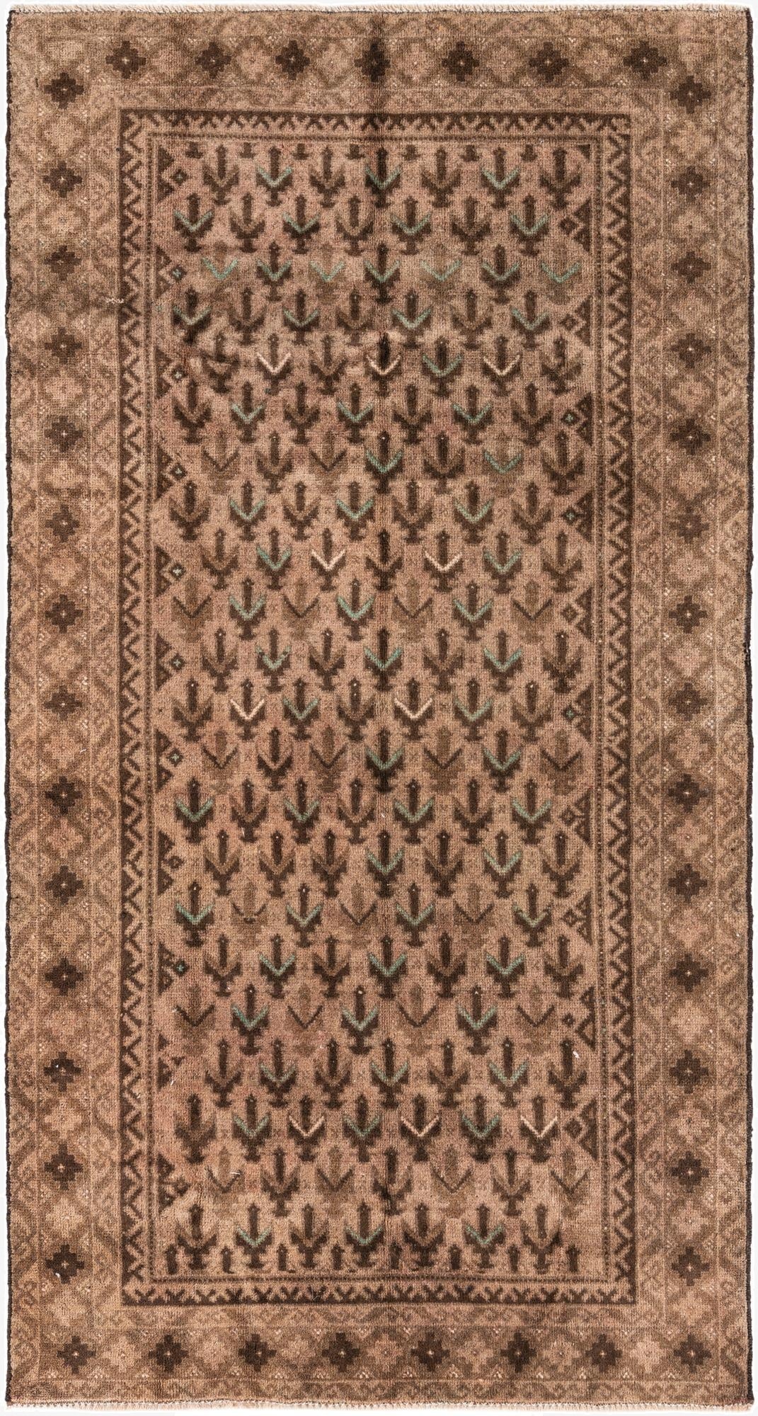  3' 5 x 6' 3  Hand Knotted Ultra Vintage Persian Wool Rug