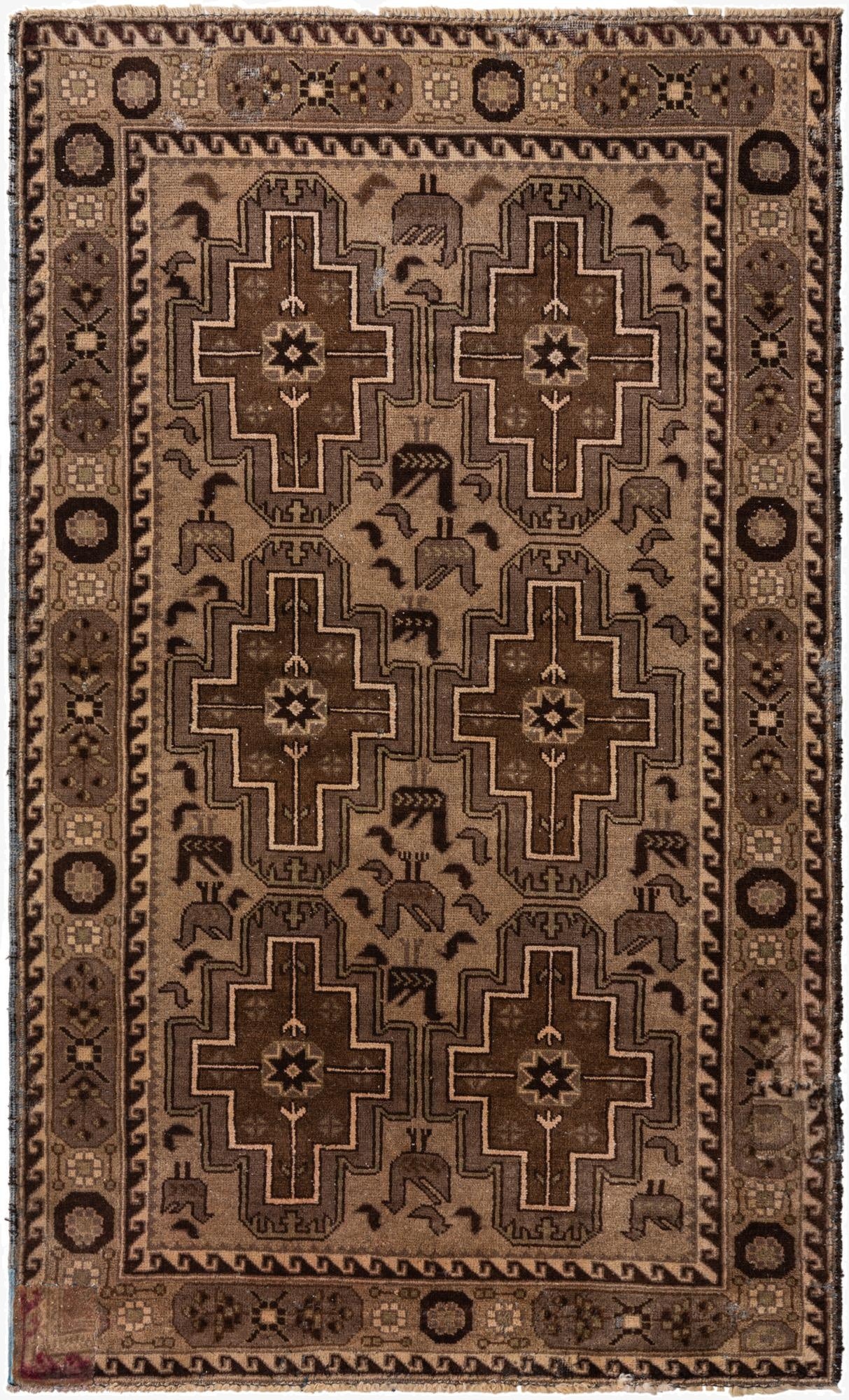  3' 10 x 6' 4  Hand Knotted Ultra Vintage Persian Wool Rug