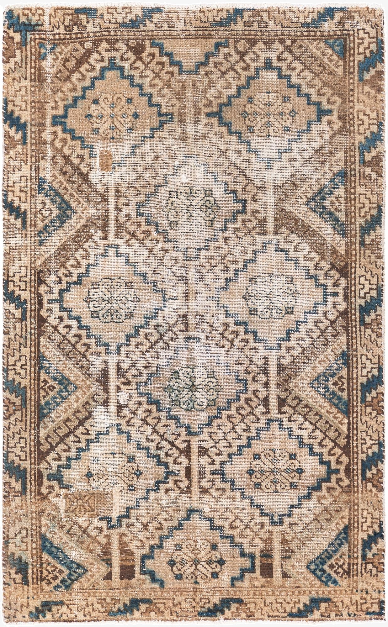  3' 10 x 6' 2  Hand Knotted Ultra Vintage Persian Wool Rug