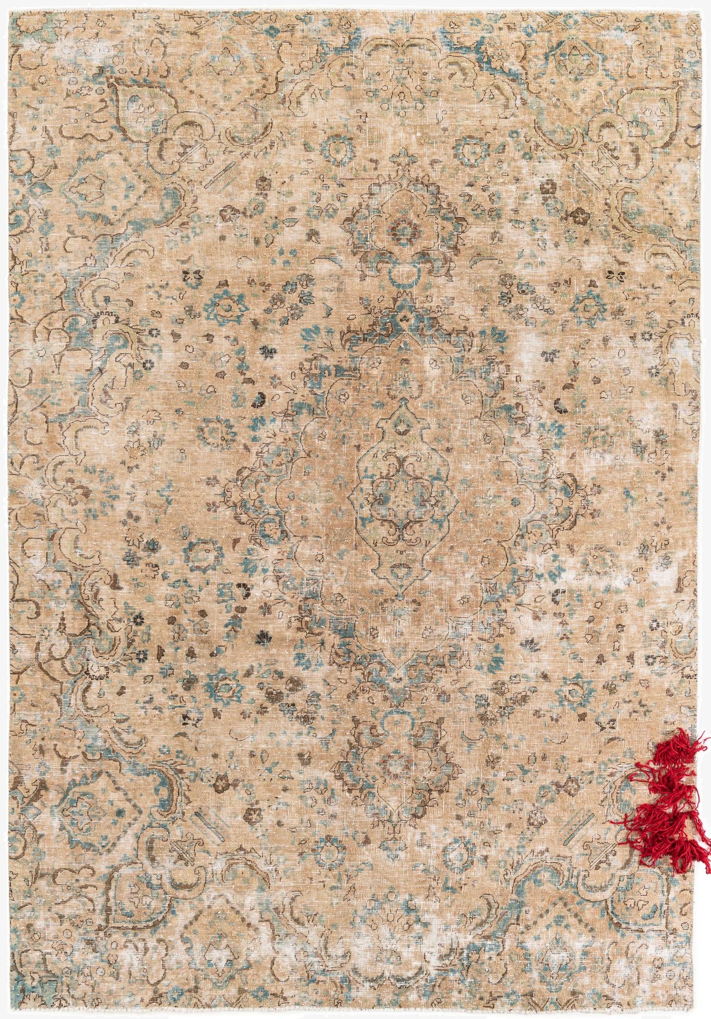  6' 10 x 10' 6  Hand Knotted Ultra Vintage Persian Wool Rug