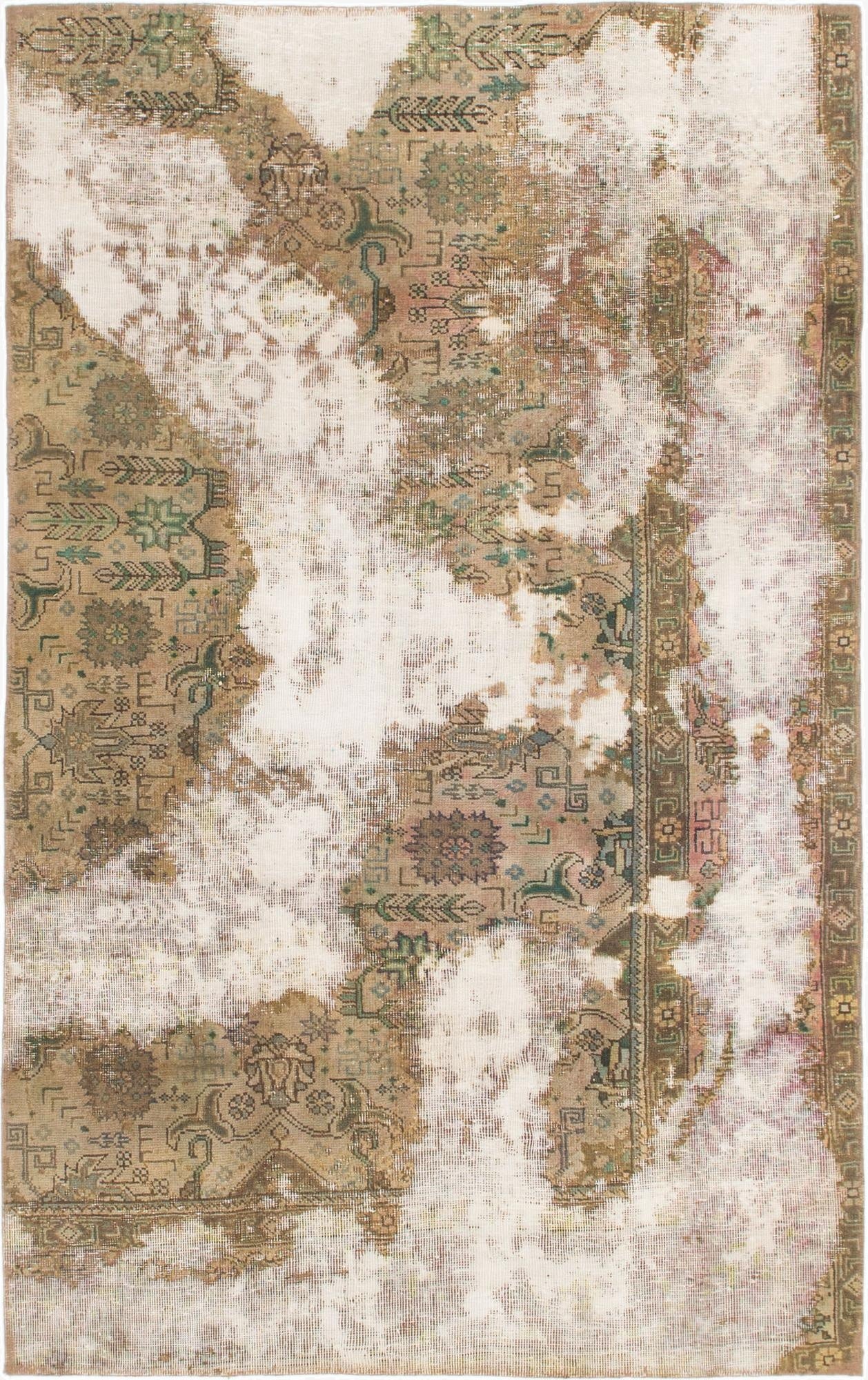  4' 6 x 7' 3  Hand Knotted Ultra Vintage Persian Wool Rug