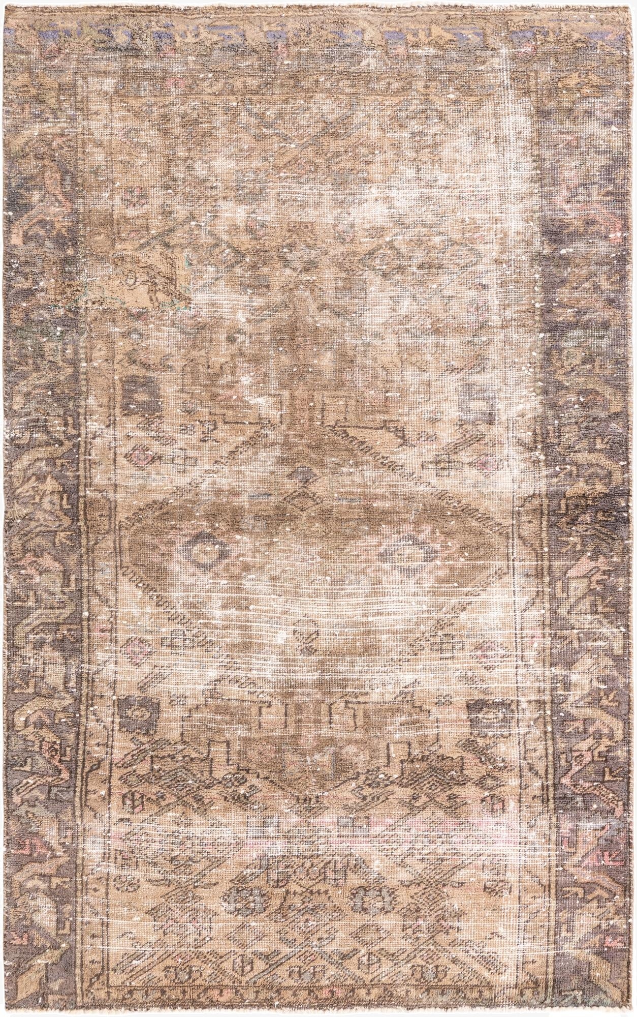  3' 9 x 6' 1  Hand Knotted Ultra Vintage Persian Wool Rug