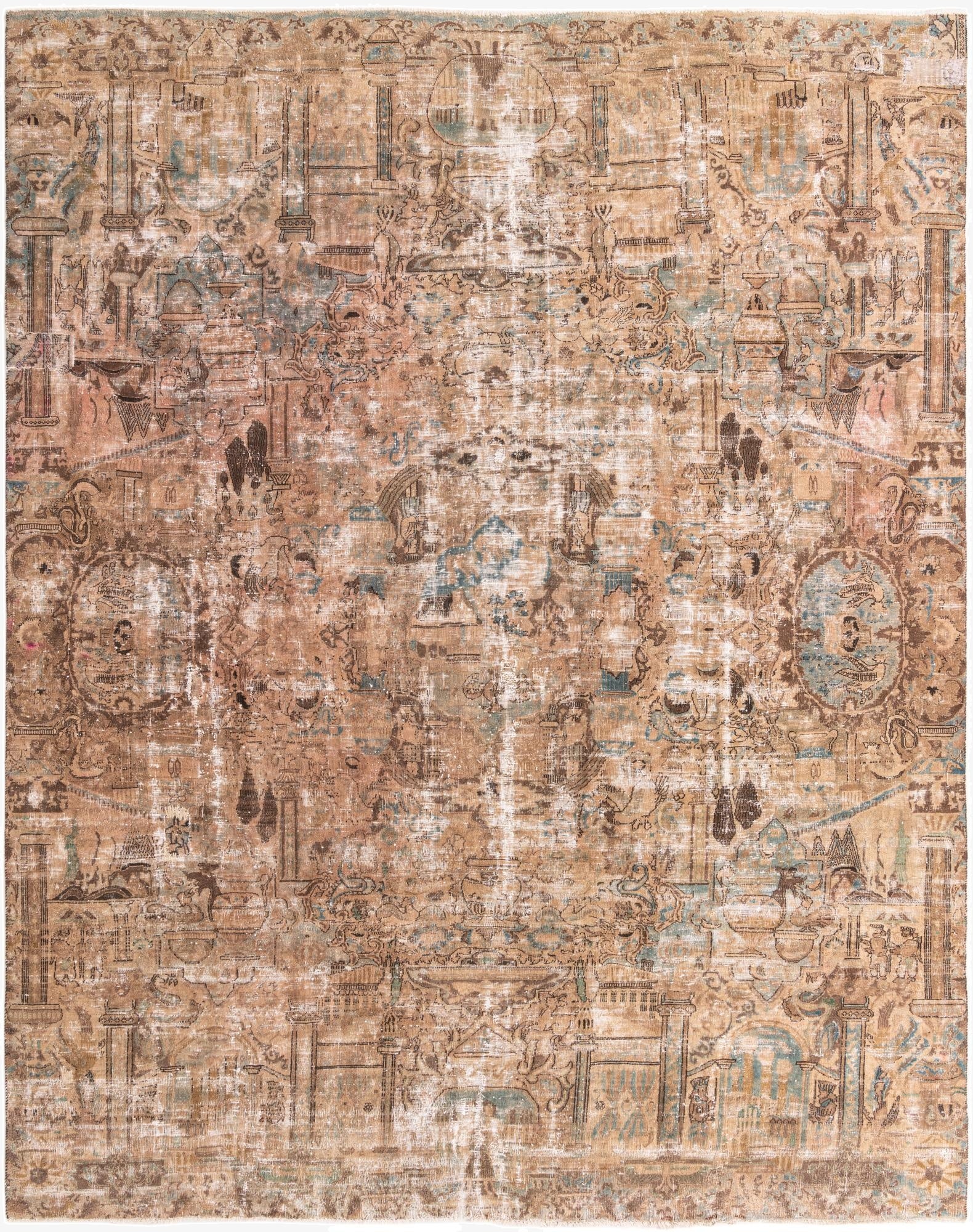  9' 4 x 12'  Hand Knotted Ultra Vintage Persian Wool Rug