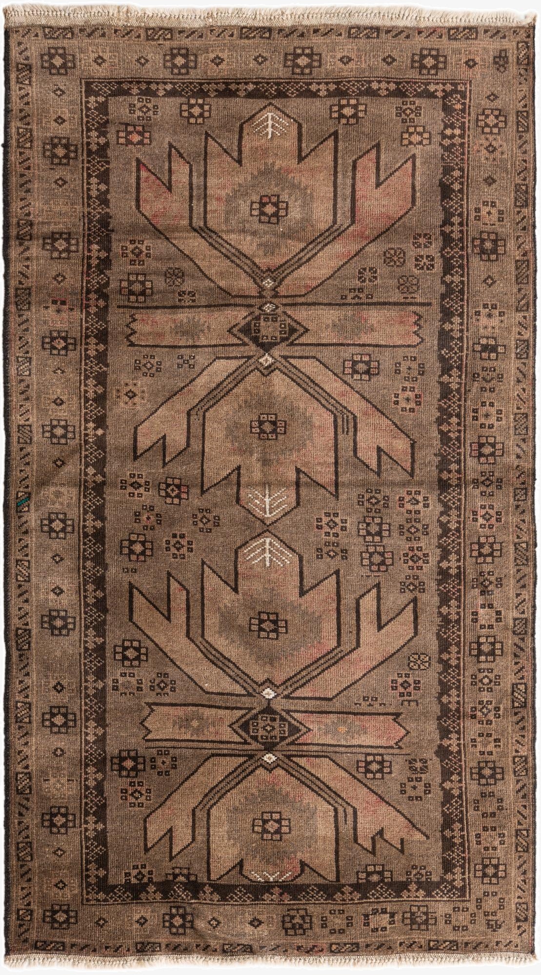  3' 7 x 6' 8  Hand Knotted Ultra Vintage Persian Wool Rug