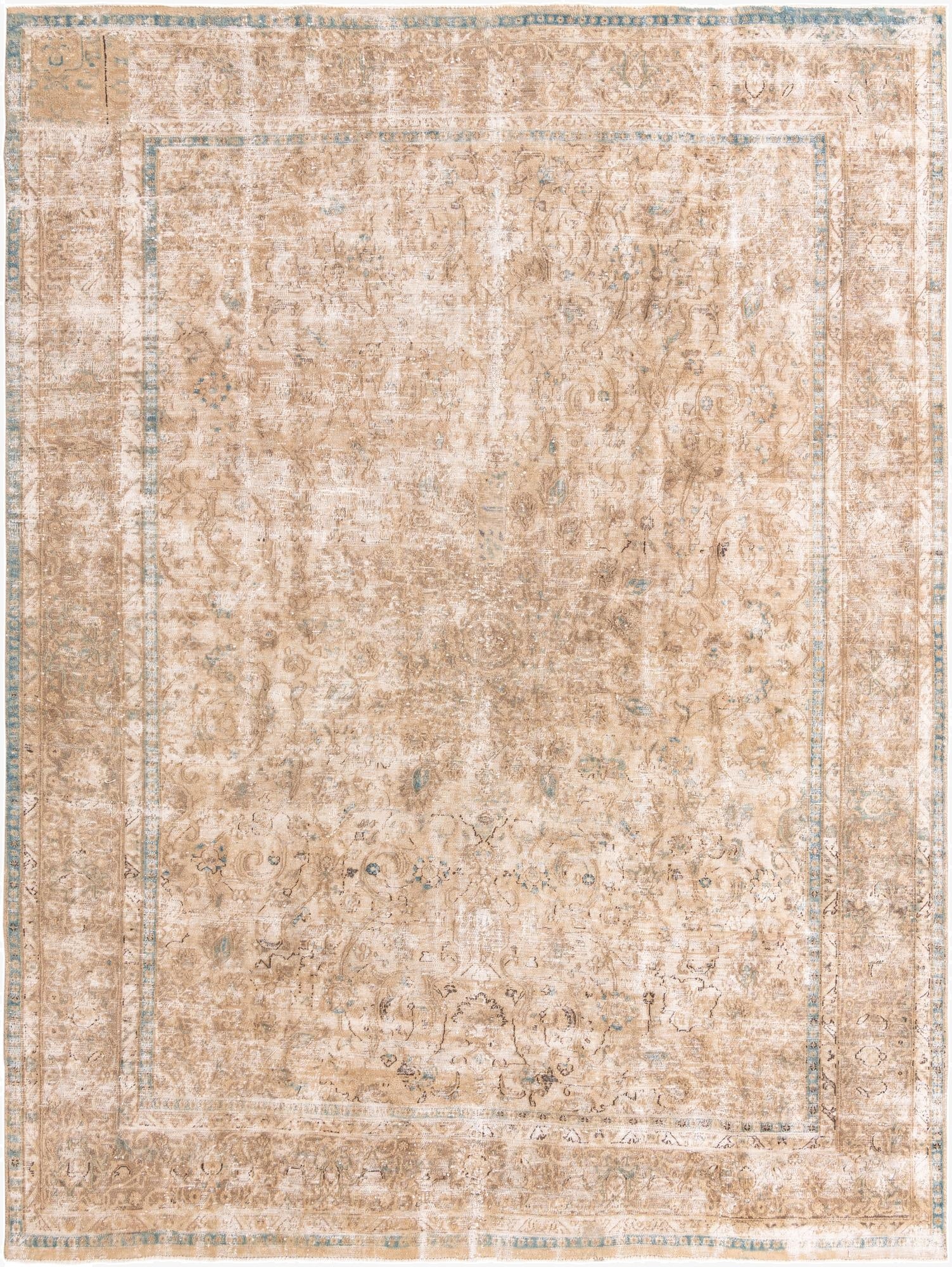  9' 4 x 13'  Hand Knotted Ultra Vintage Persian Wool Rug