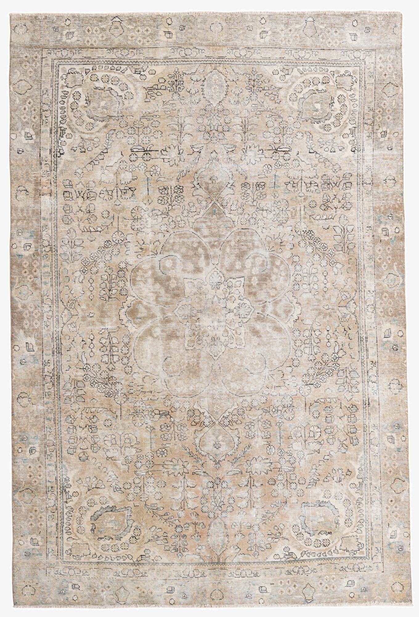  6' x 9'  Hand Knotted Ultra Vintage Persian Wool Rug