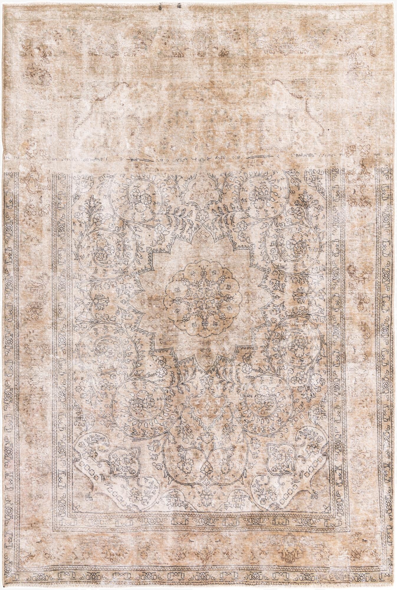  6' 7 x 9' 10  Hand Knotted Ultra Vintage Persian Wool Rug