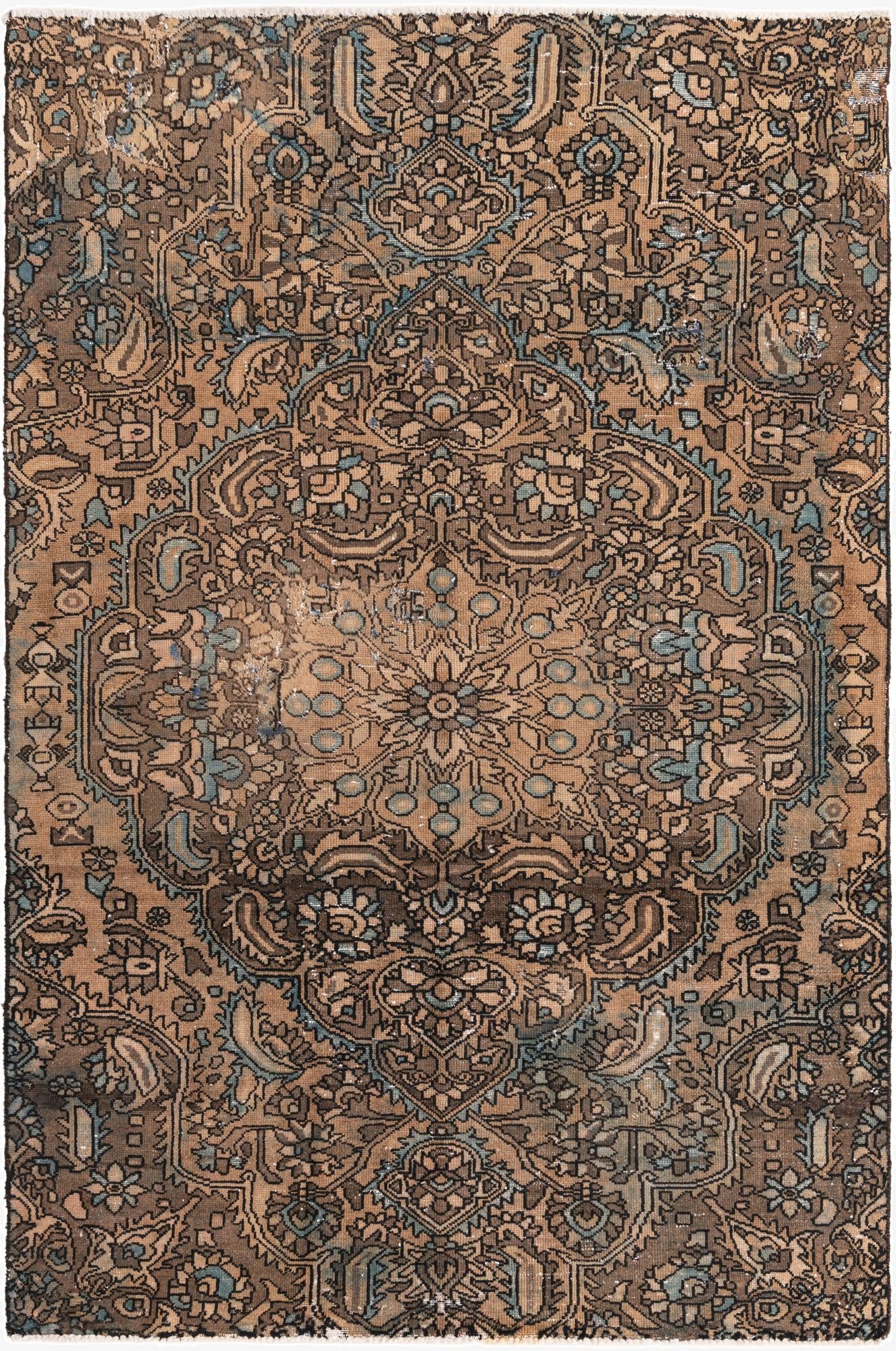  5' 8 x 8' 9  Hand Knotted Ultra Vintage Persian Wool Rug