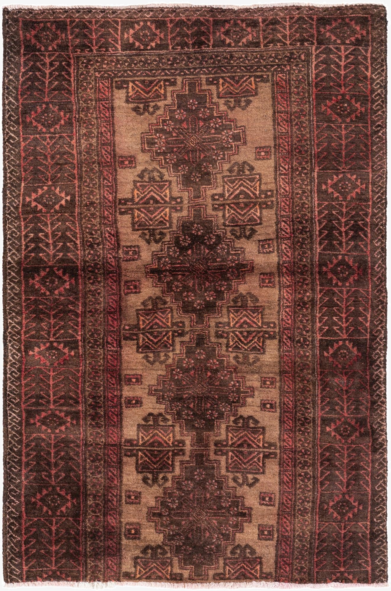  3' 2 x 4' 9  Hand Knotted Ultra Vintage Persian Wool Rug