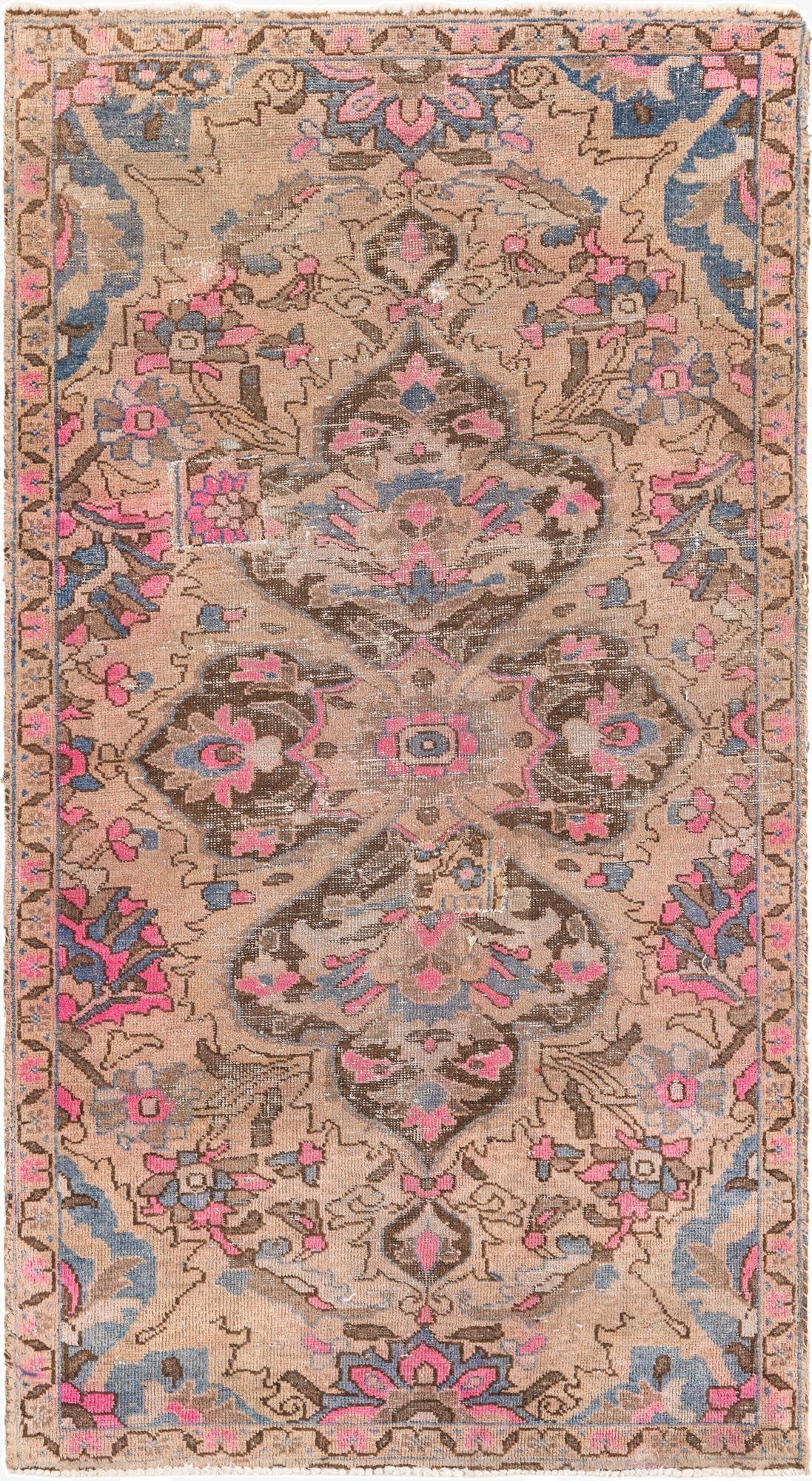  3' 8 x 6' 10  Hand Knotted Ultra Vintage Persian Wool Rug