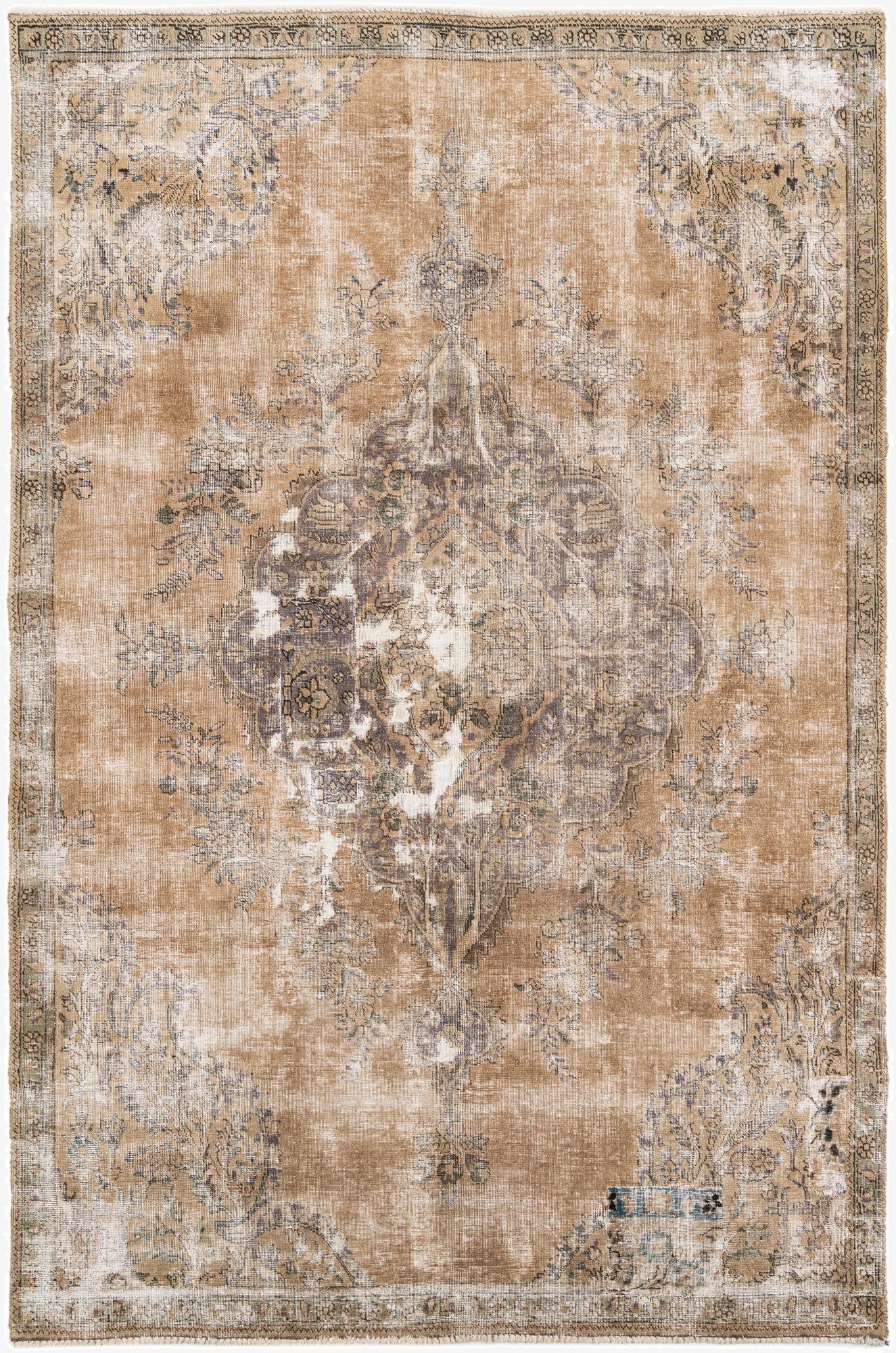  6' 7 x 10'  Hand Knotted Ultra Vintage Persian Wool Rug