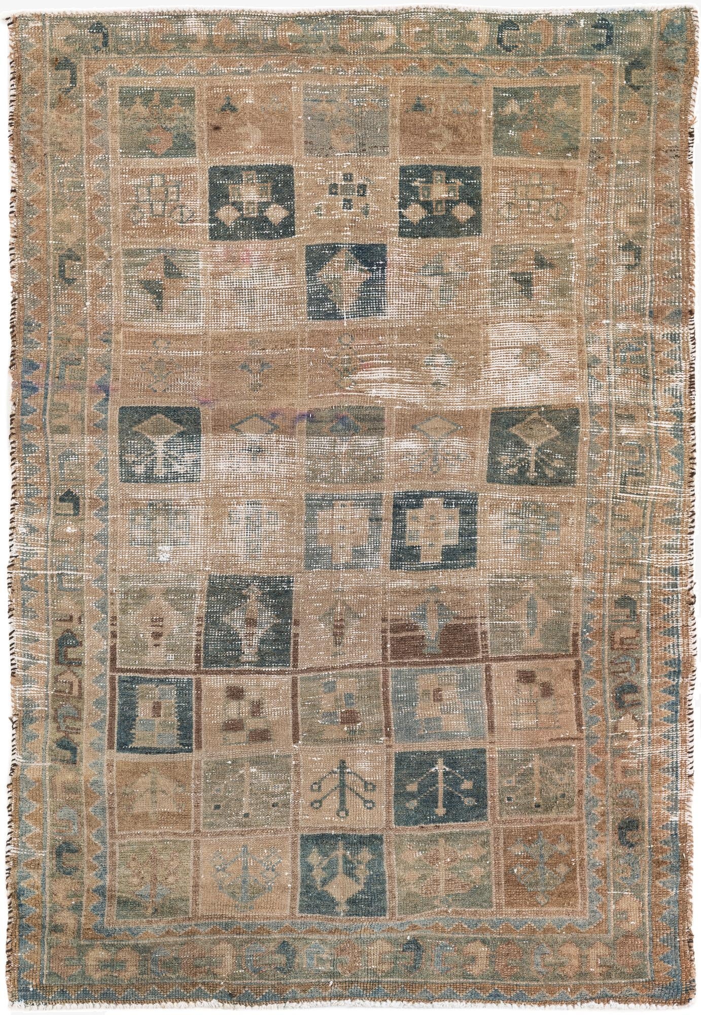  4' 3 x 6' 6  Hand Knotted Ultra Vintage Persian Wool Rug