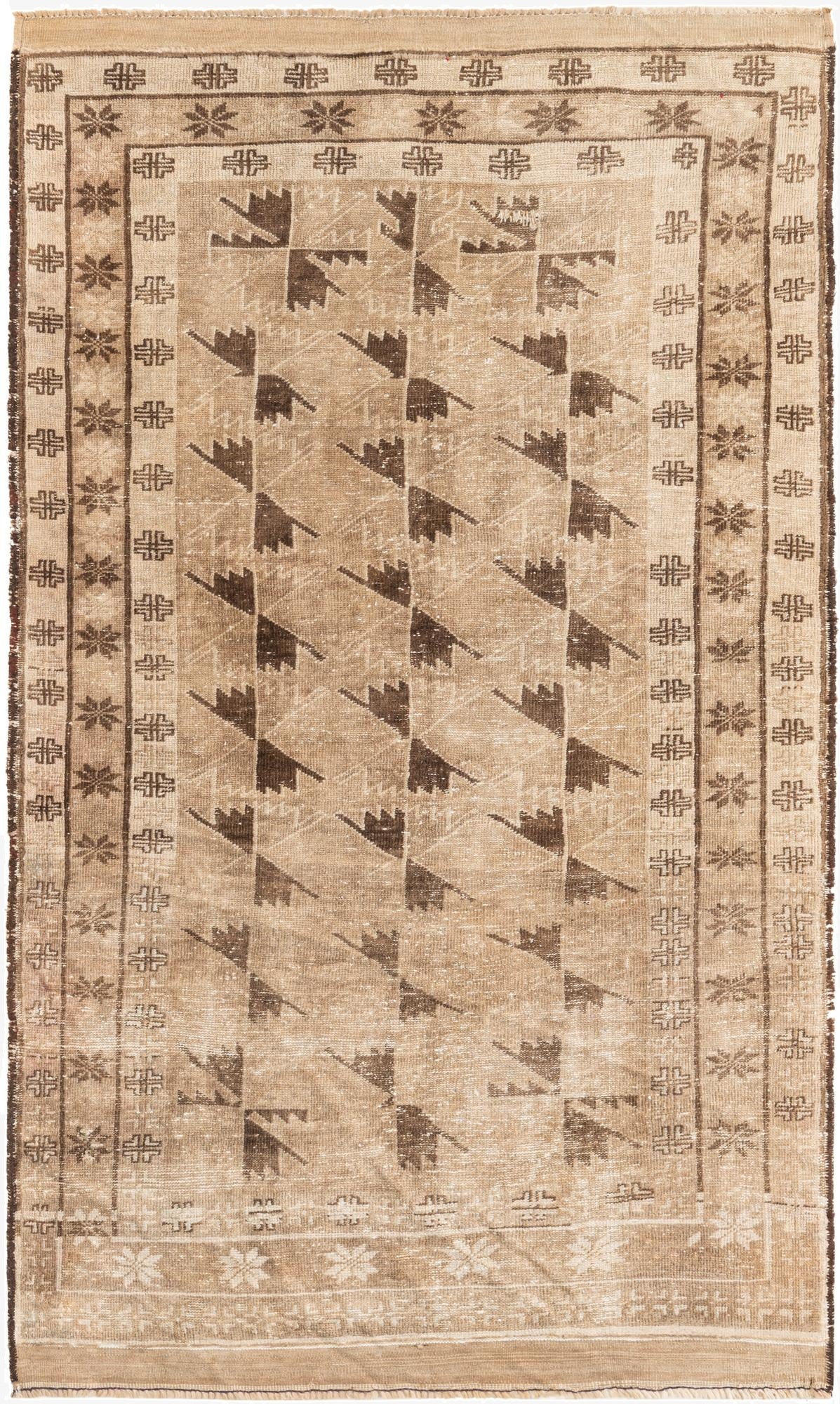  3' 10 x 6' 5  Hand Knotted Ultra Vintage Persian Wool Rug