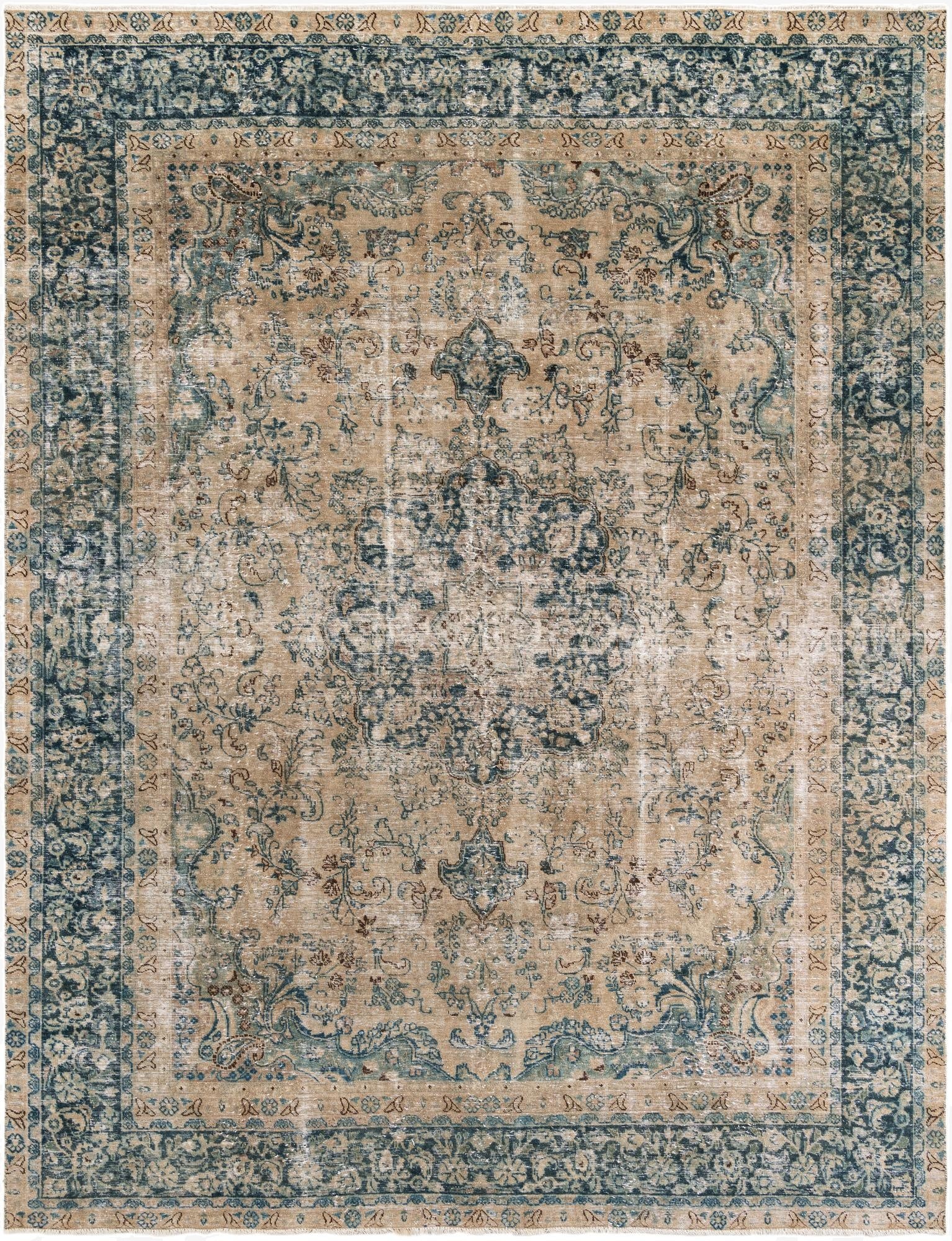  9' 1 x 12' 1  Hand Knotted Ultra Vintage Persian Wool Rug