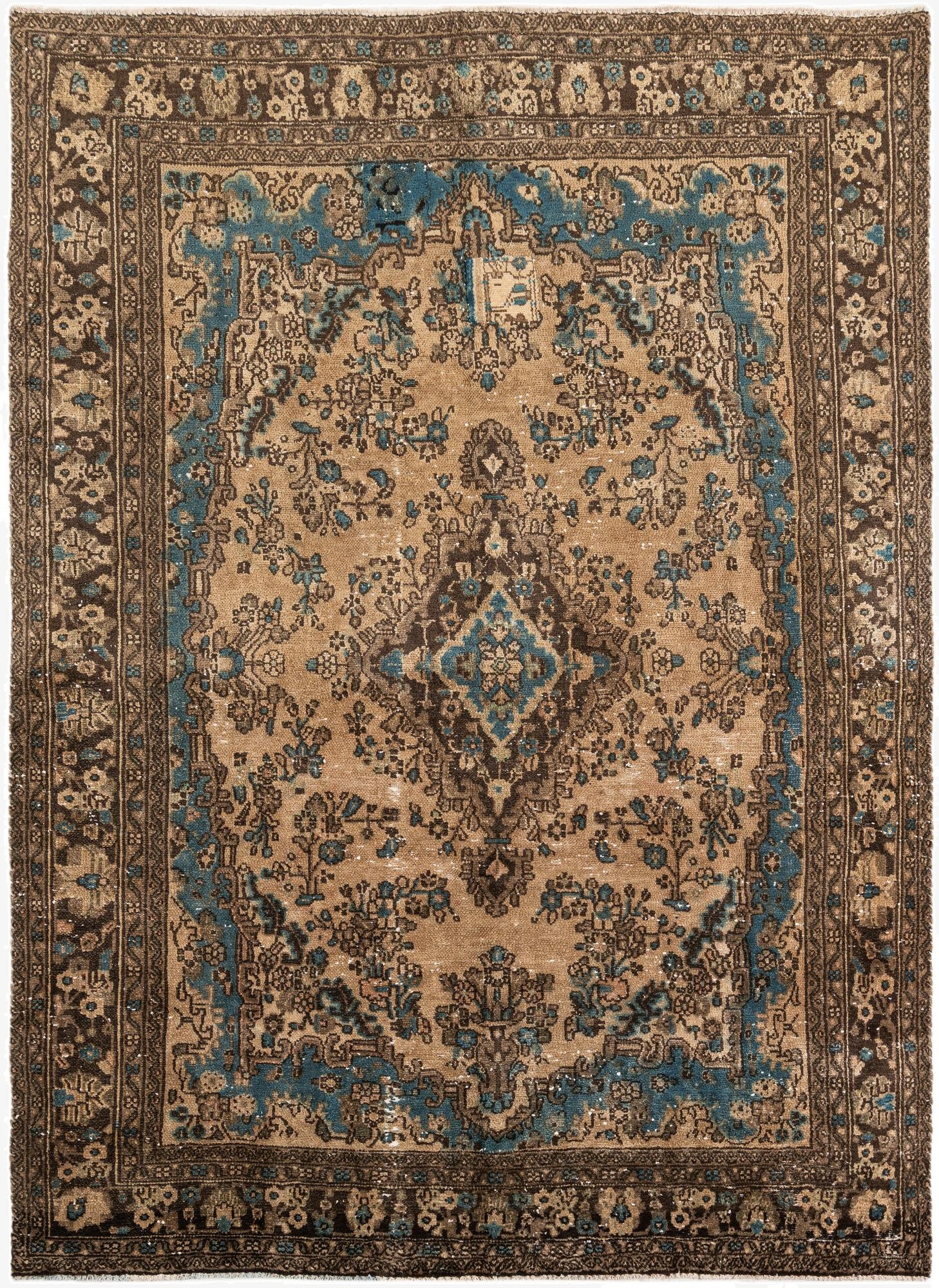  6' 10 x 9' 7  Hand Knotted Ultra Vintage Persian Wool Rug