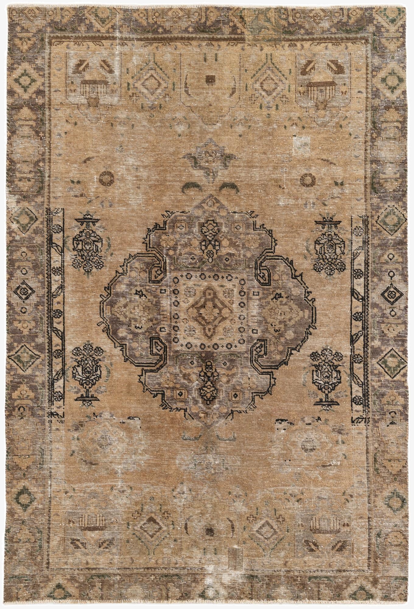  6' x 8' 9  Hand Knotted Ultra Vintage Persian Wool Rug