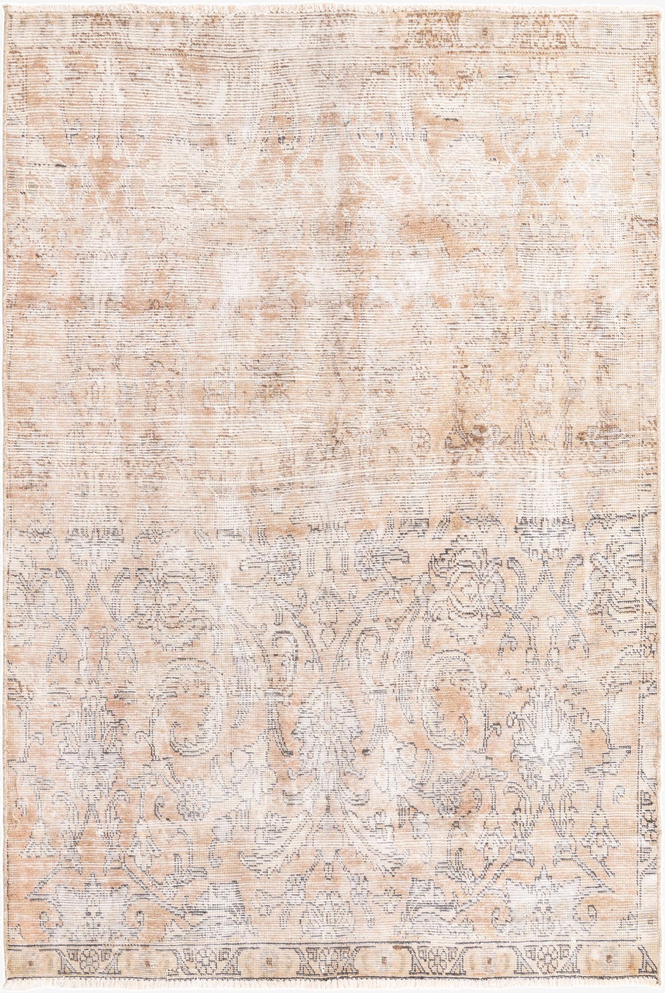  4' 9 x 7' 1  Hand Knotted Ultra Vintage Persian Wool Rug