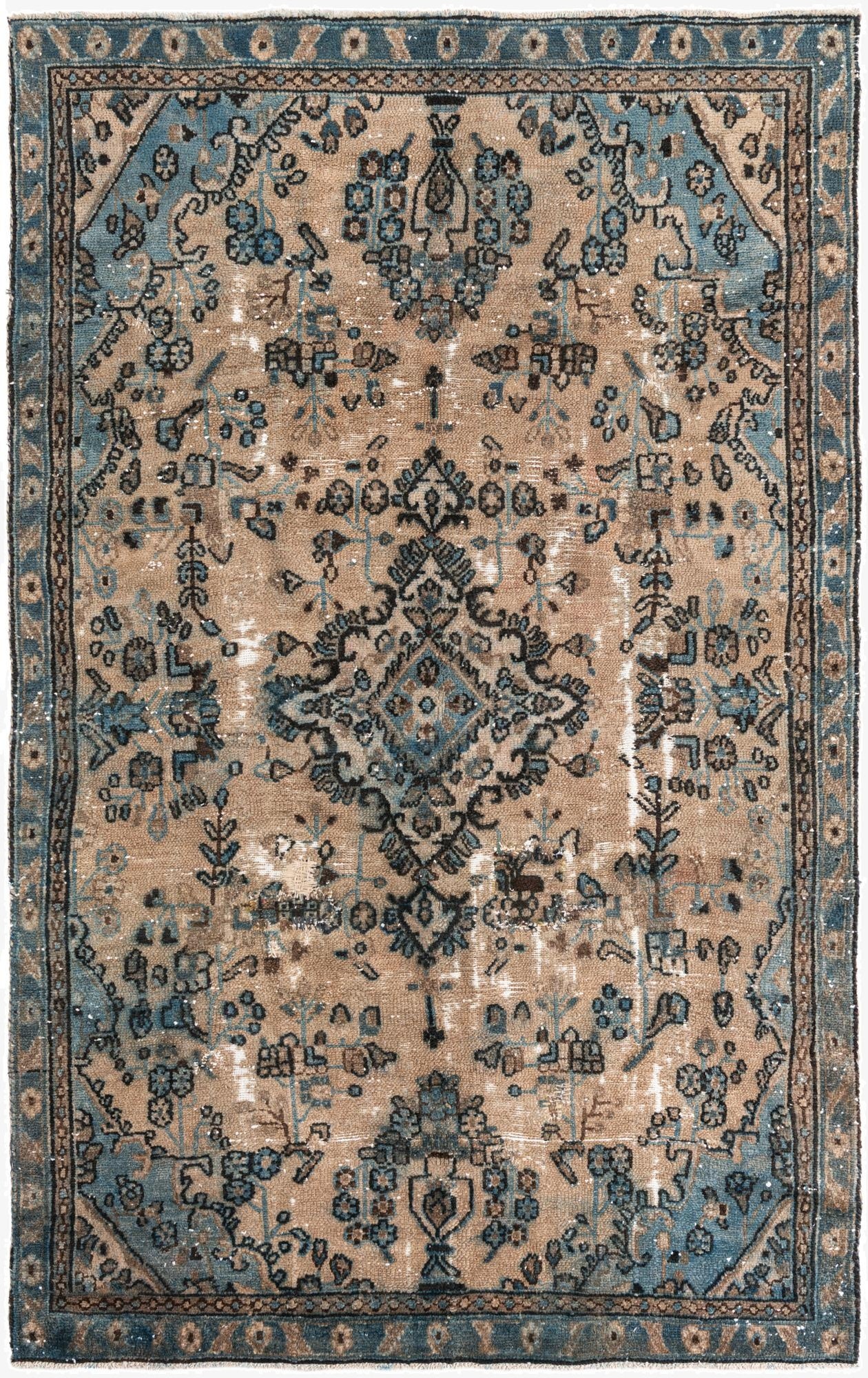  5' 3 x 8' 6  Hand Knotted Ultra Vintage Persian Wool Rug