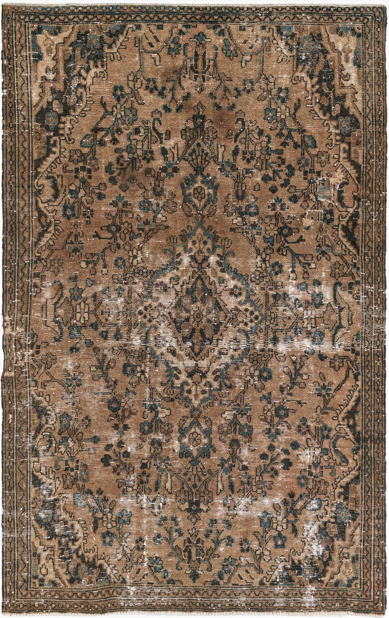  5' 7 x 8' 10  Hand Knotted Ultra Vintage Persian Wool Rug