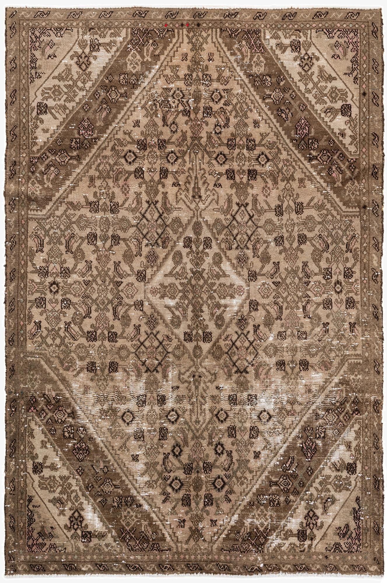  5' 10 x 8' 9  Hand Knotted Ultra Vintage Persian Wool Rug