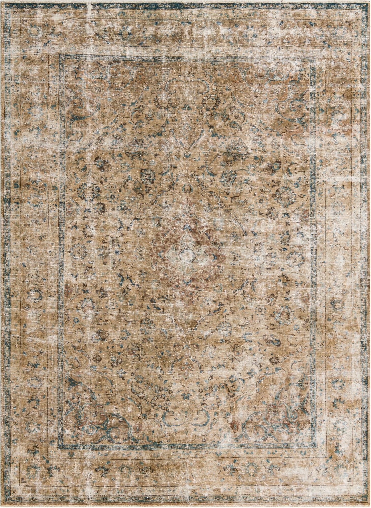  8' 1 x 10' 9  Hand Knotted Ultra Vintage Persian Wool Rug