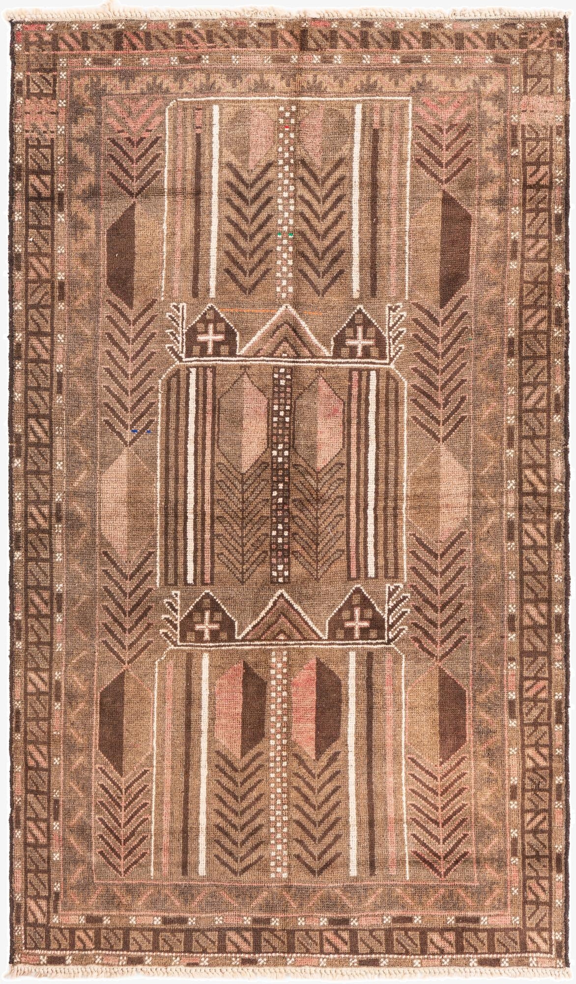  3' 7 x 6' 3  Hand Knotted Ultra Vintage Persian Wool Rug