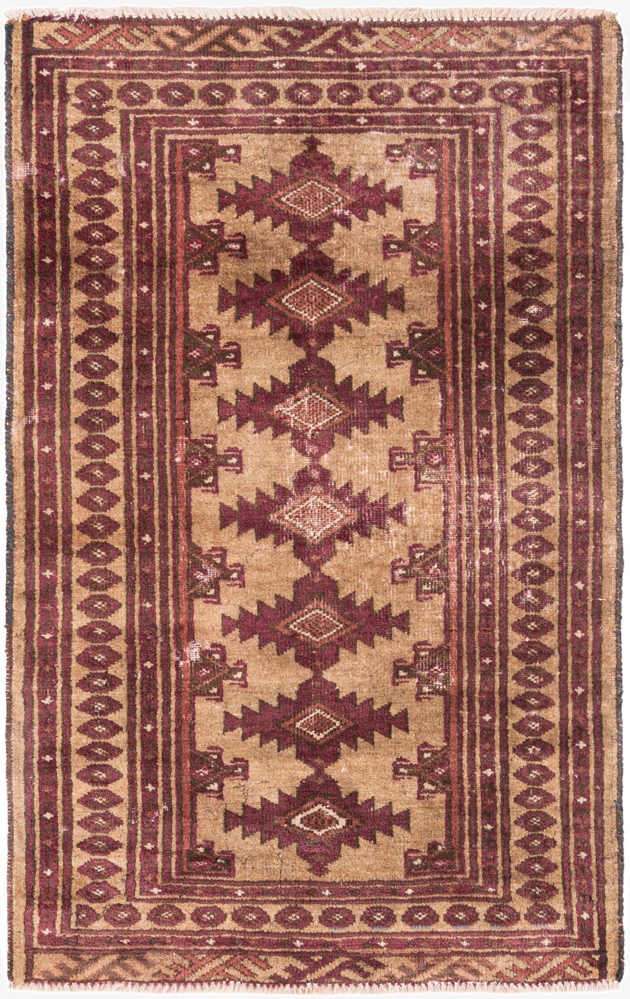  2' 7 x 4' 1  Hand Knotted Ultra Vintage Persian Wool Rug