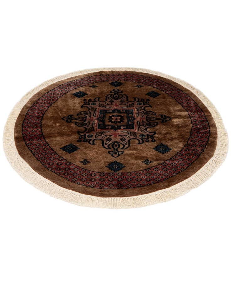 Detail image of  4' x 4' 1  Hand Knotted Bokhara Oriental Wool Round Rug