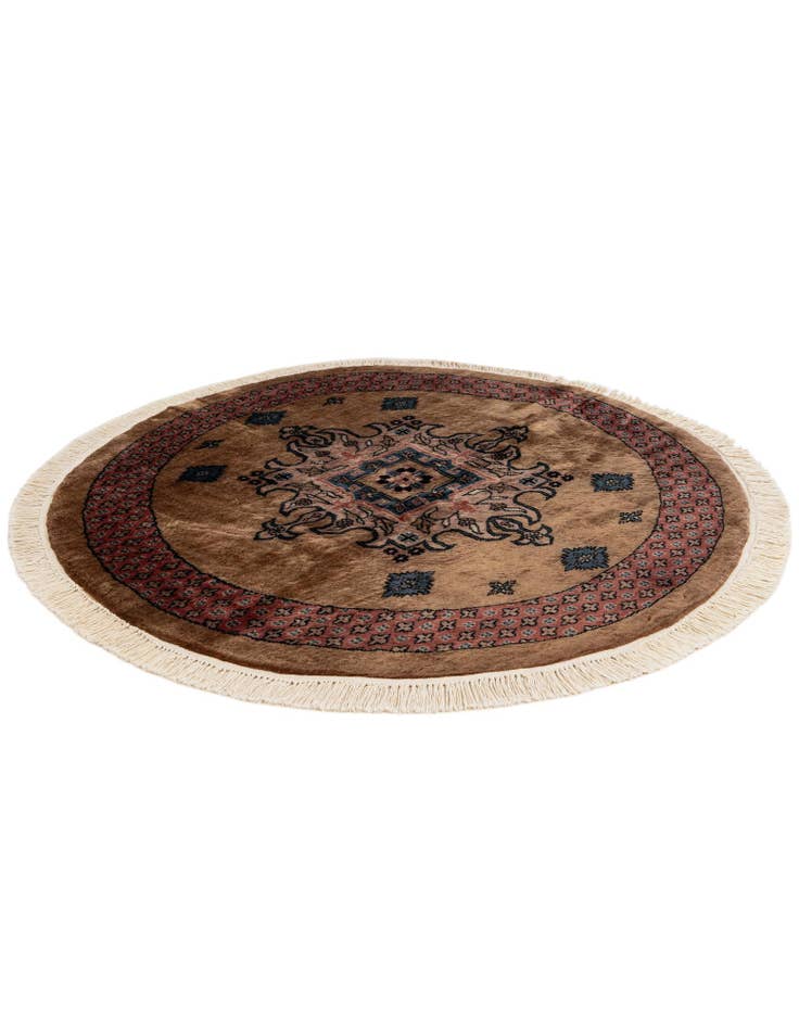 Detail image of  4' x 4' 1  Hand Knotted Bokhara Oriental Wool Round Rug