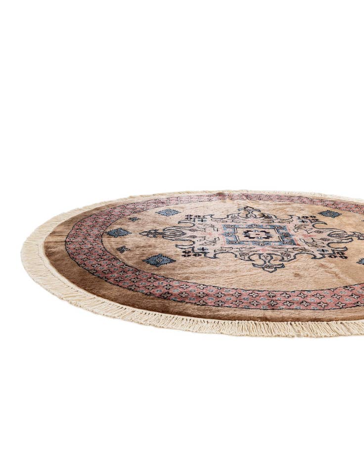 Detail image of  4' x 4' 1  Hand Knotted Bokhara Oriental Wool Round Rug