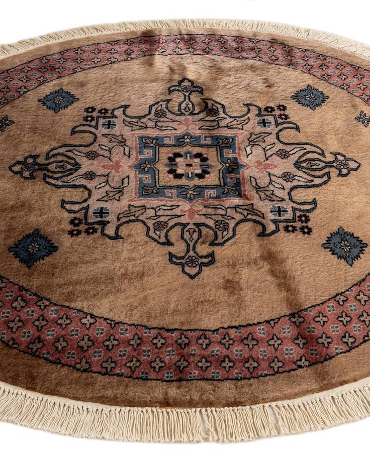 Detail image of  4' x 4' 1  Hand Knotted Bokhara Oriental Wool Round Rug