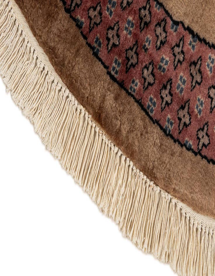 Detail image of  4' x 4' 1  Hand Knotted Bokhara Oriental Wool Round Rug