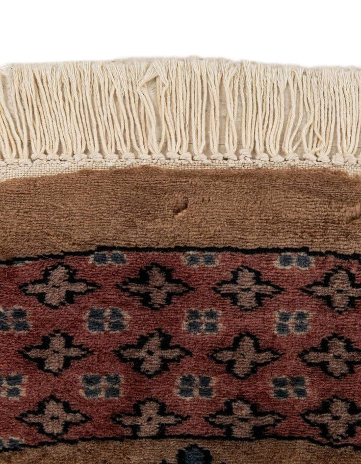 Detail image of  4' x 4' 1  Hand Knotted Bokhara Oriental Wool Round Rug