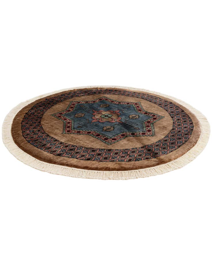 Detail image of  4' x 4' 1  Hand Knotted Bokhara Oriental Wool Round Rug