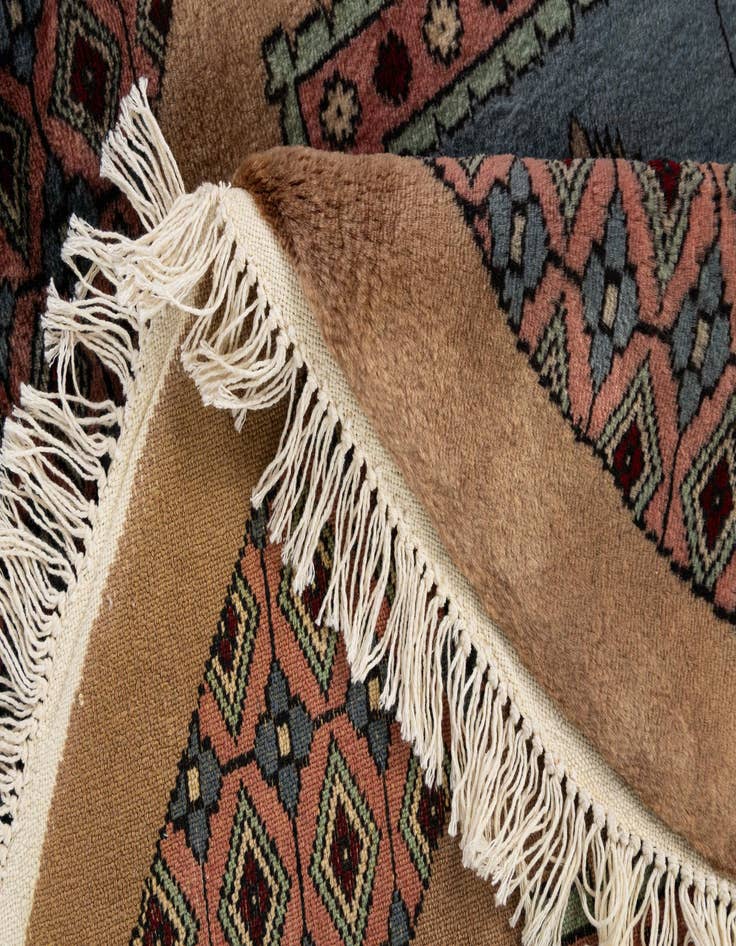 Detail image of  4' x 4' 1  Hand Knotted Bokhara Oriental Wool Round Rug