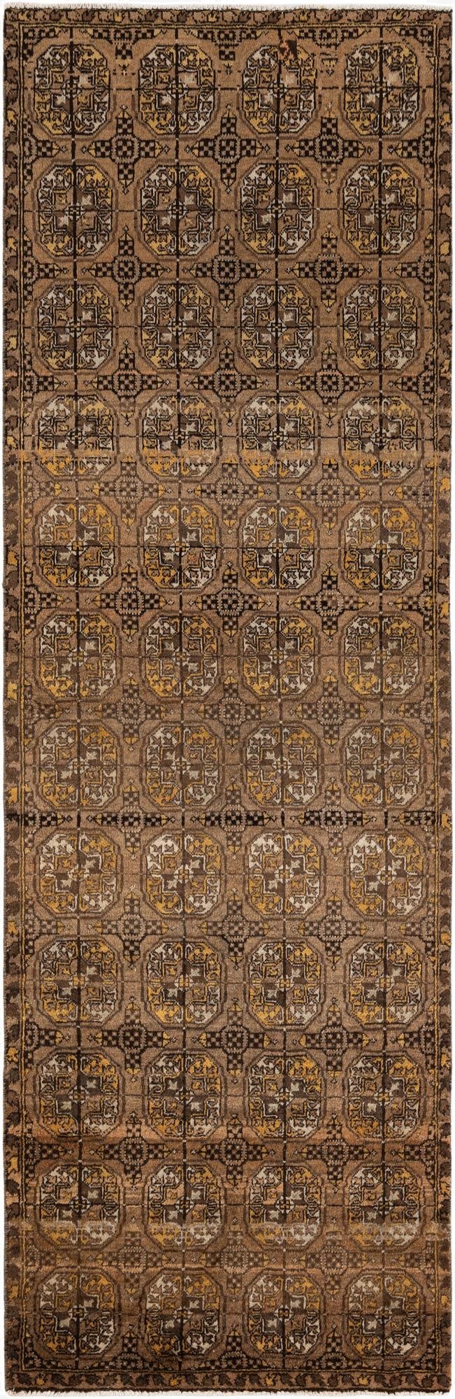  3' x 9' 4  Hand Knotted Afghan Akhche Wool Runner Rug