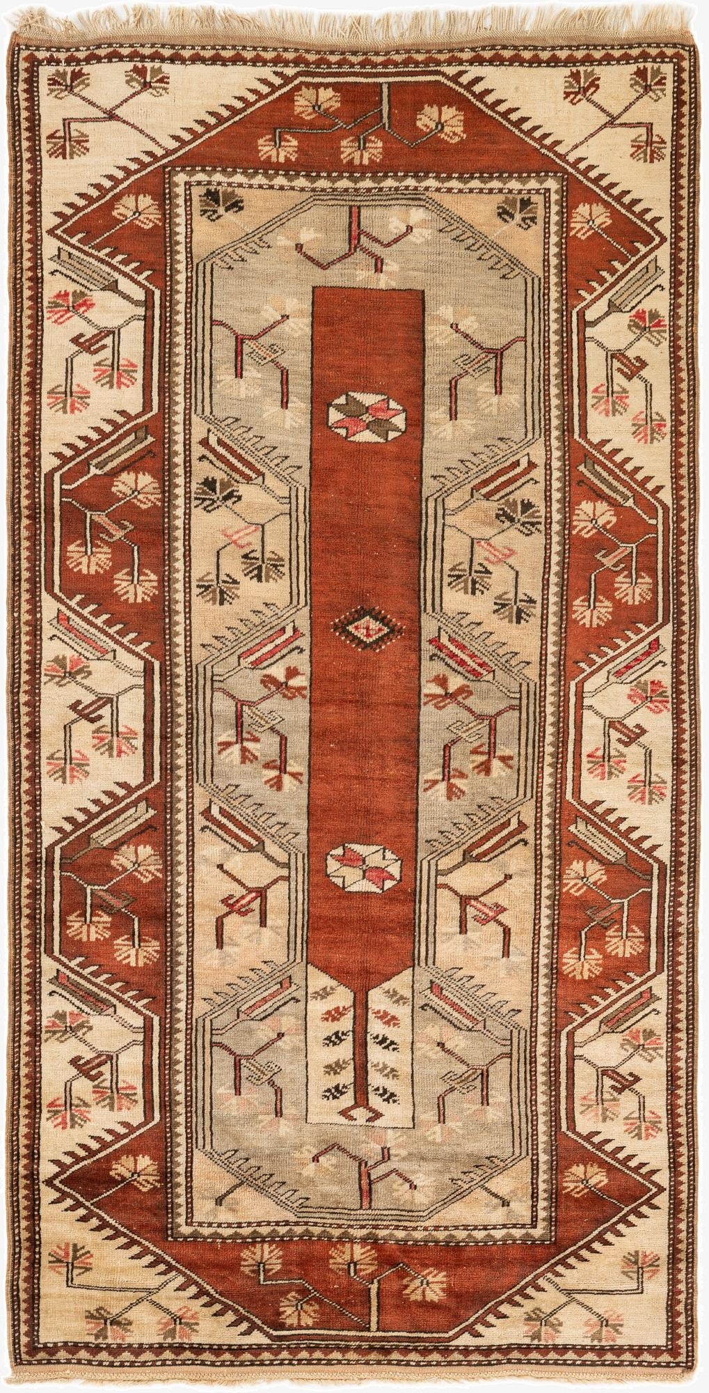  4' x 7' 8  Hand Knotted Anatolian Wool Runner Rug