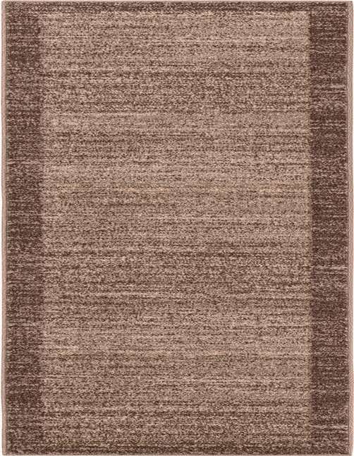 A brown and tan 8 ft runner rug from the Angelica collection, featuring a subtle striped pattern and a darker border.