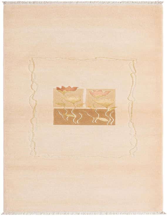 A 10 ft Darya runner rug in shades of brown and tan, featuring a modern Persian floral design with a wavy border, ideal for a hallway.