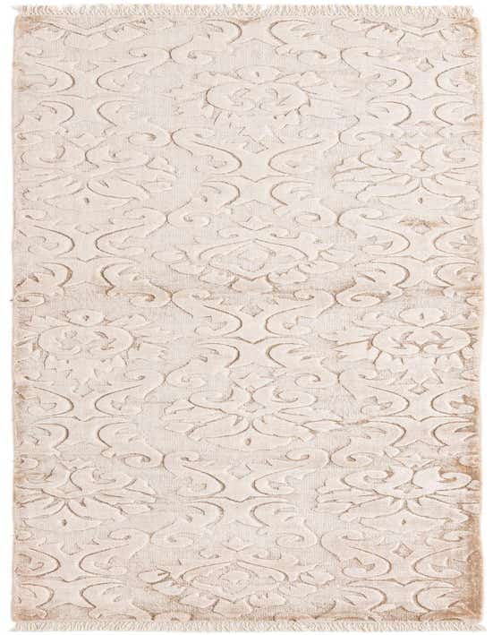A 10 ft runner rug in shades of brown and tan, featuring a raised modern Persian pattern with fringe ends, ideal for a hallway.