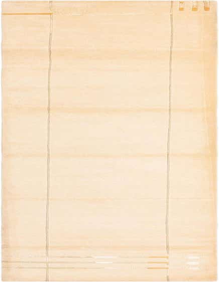 A 13 ft Darya runner rug in brown and tan, featuring a modern Persian design with subtle lines and abstract shapes, ideal for a hallway.