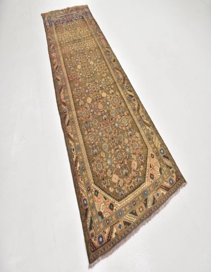 Detail image of 3' 7 x 10' 3 Hand Knotted Hamedan Persian Wool Runner Rug