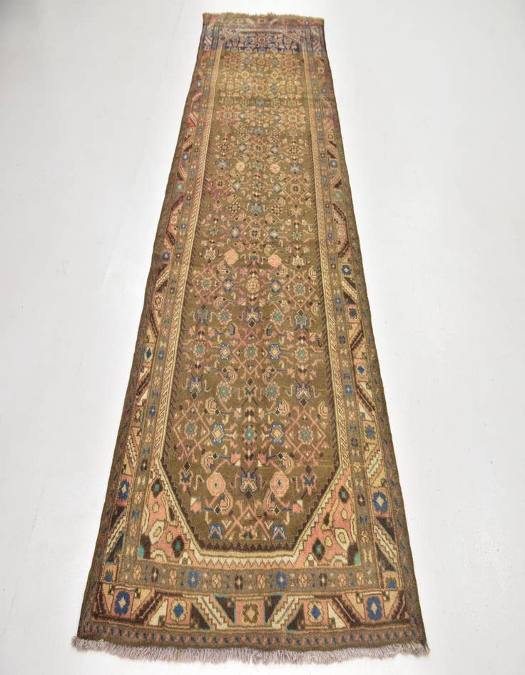 Detail image of 3' 7 x 10' 3 Hand Knotted Hamedan Persian Wool Runner Rug