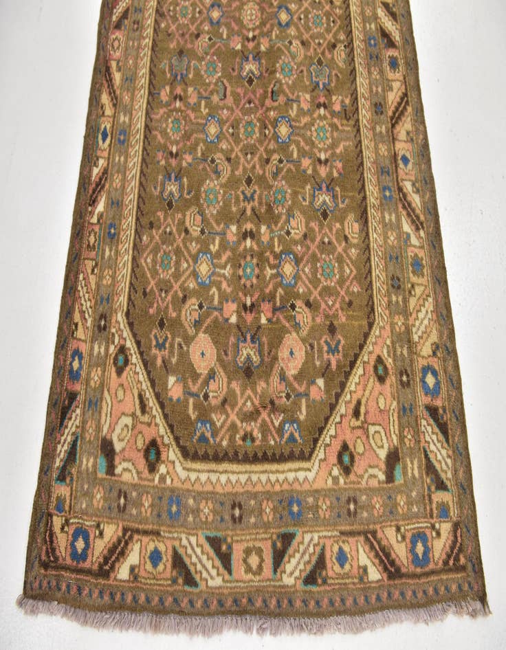 Detail image of 3' 7 x 10' 3 Hand Knotted Hamedan Persian Wool Runner Rug