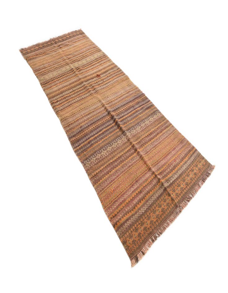 Detail image of  4' x 9' 5  Hand Woven Kilim Fars Wool Runner Rug