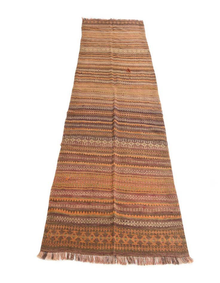 Detail image of  4' x 9' 5  Hand Woven Kilim Fars Wool Runner Rug