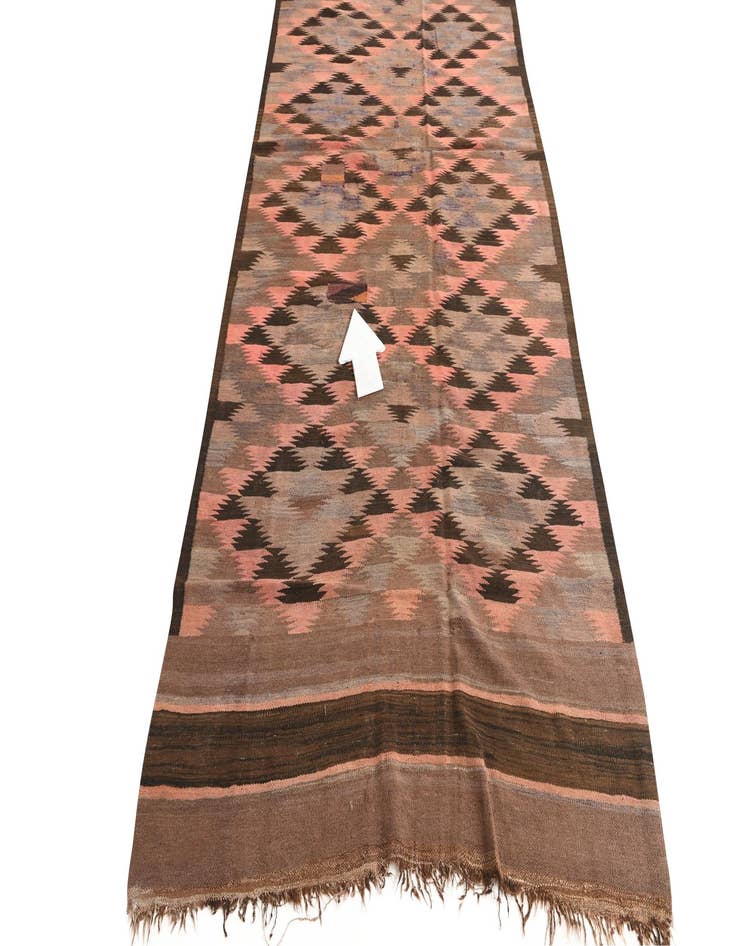 Detail image of  4' 4 x 11' 1  Hand Woven Kilim Fars Wool Runner Rug